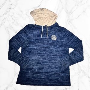 Hollister Men's Hooded T-Shirt Blue Beige XL